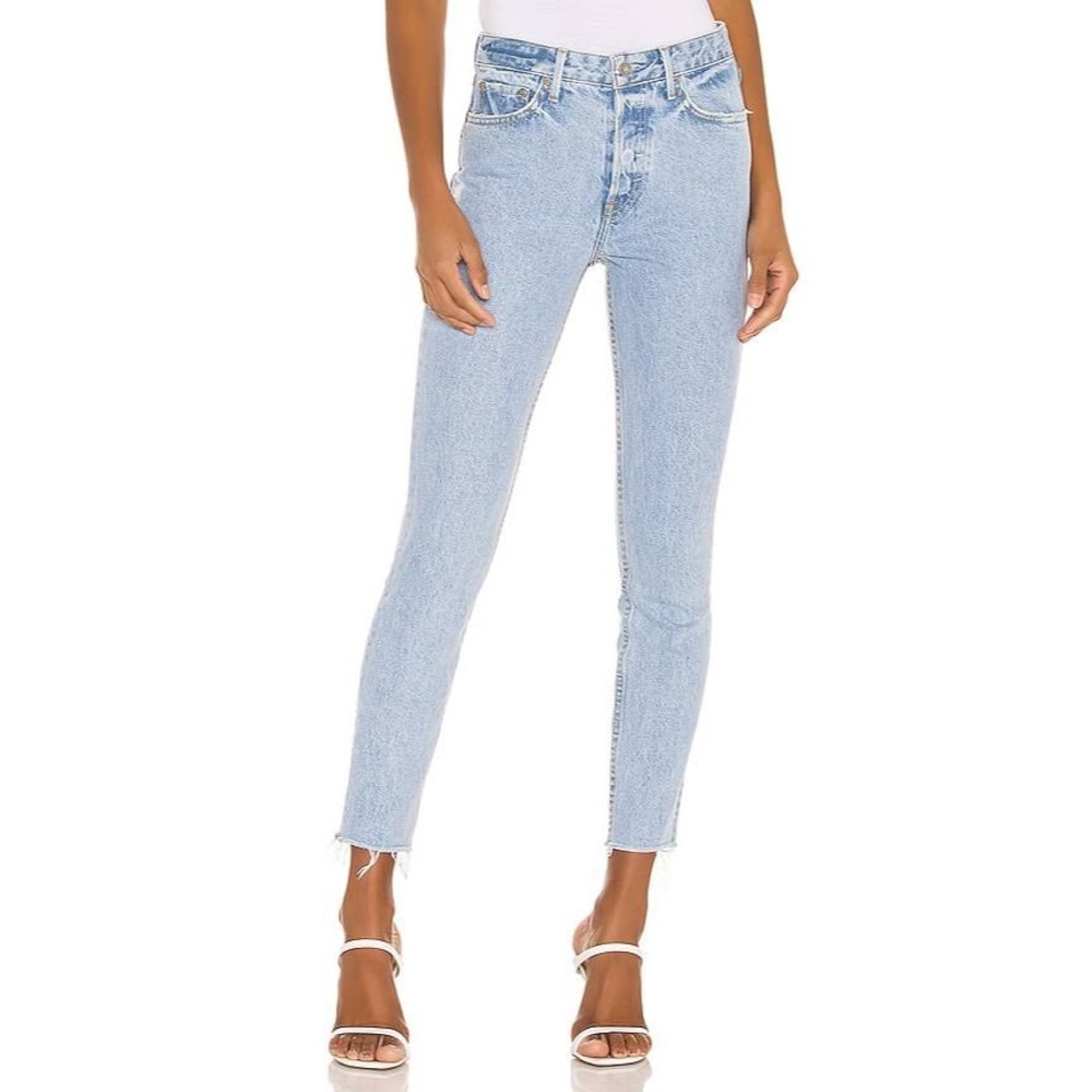 GRLFRND Denim Karolina Jeans In Feel Right 26 Raw‎ Hem